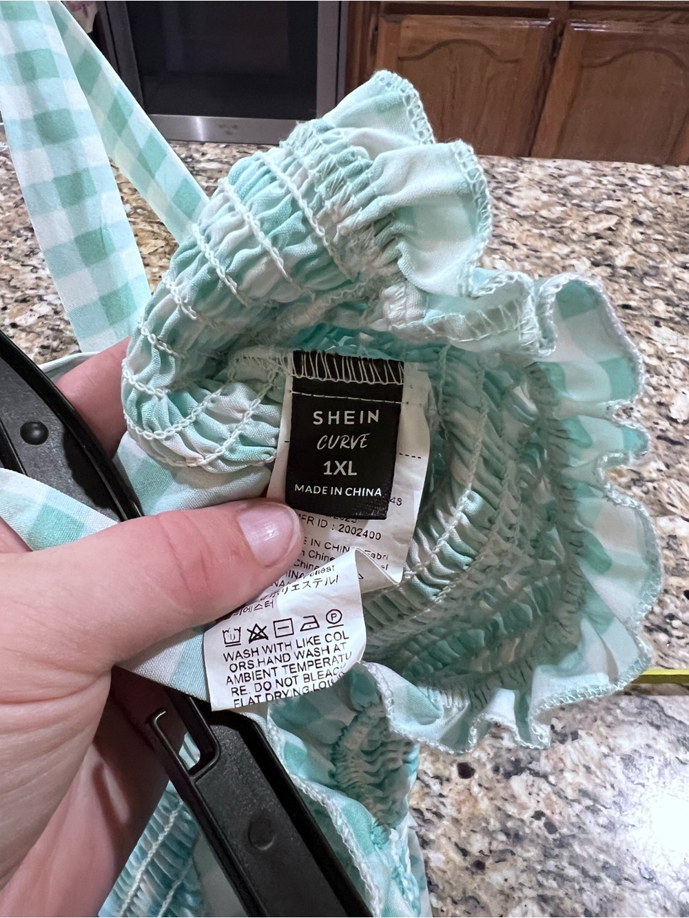 Smocked Gingham Jumpsuit in light blue xl - Picture 3 of 3